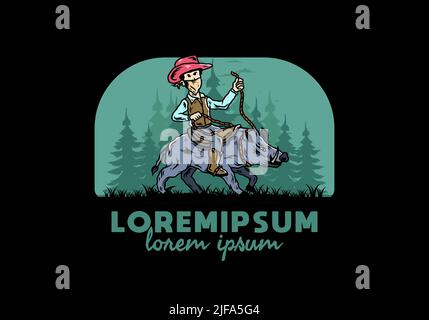 Mann auf einem Wildschwein Illustration Stock Vektor