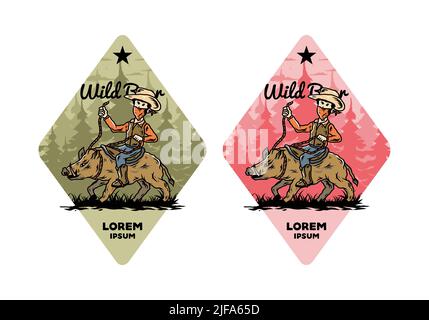 Mann auf einem Wildschwein Illustration Stock Vektor