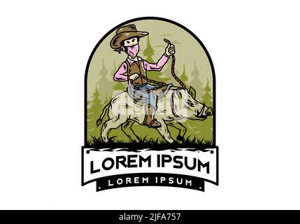 Mann auf einem Wildschwein Illustration Stock Vektor
