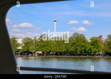 Rudolf-von-Benningsen-Ufer mit dem Landesrundfunkzentrum des Norddeutschen Rundfunks, Maschsee, Landeshauptstadt Hannover, Niedersachsen, Deutschland Stockfoto