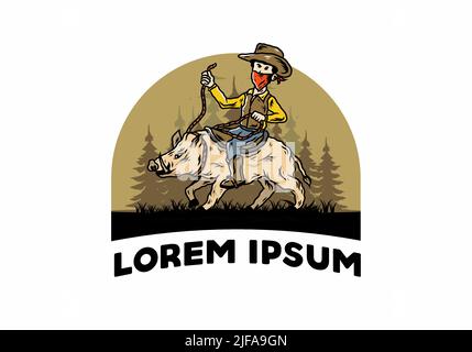 Mann auf einem Wildschwein Illustration Stock Vektor