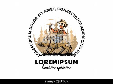 Mann auf einem Wildschwein Illustration Stock Vektor