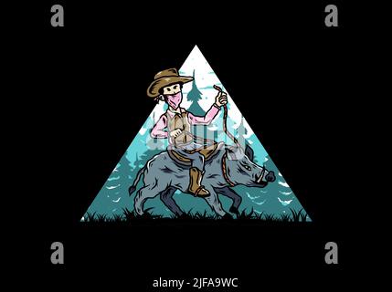 Mann auf einem Wildschwein Illustration Stock Vektor