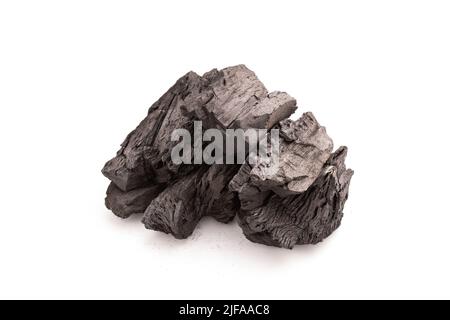 Stapel Kohle isoliert auf weißem Hintergrund Stockfoto