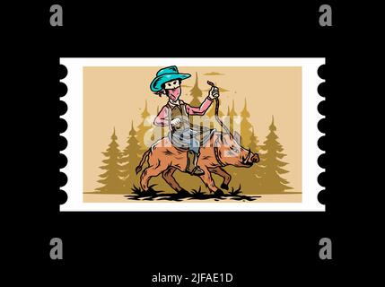 Mann auf einem Wildschwein Illustration Stock Vektor