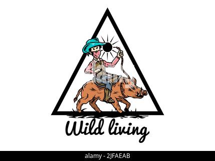 Mann auf einem Wildschwein Illustration Stock Vektor