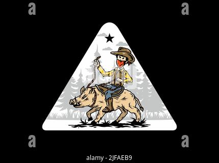 Mann auf einem Wildschwein Illustration Stock Vektor