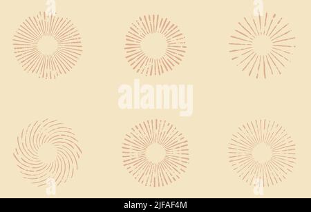 Vintage Sun Rays Set. Sunburst-Clipart Stock Vektor