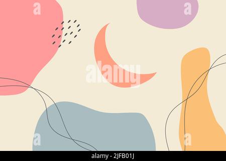 Abstrakter Hintergrund. Handzeichnung verschiedener Formen und Doodle-Objekte. Trendige moderne zeitgenössische Vektor-Illustration Stock Vektor