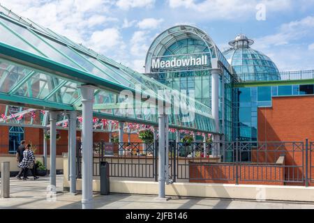 Haupteingang, Meadowhall Shopping Centre, Meadowhall, Sheffield, South Yorkshire, England, Vereinigtes Königreich Stockfoto