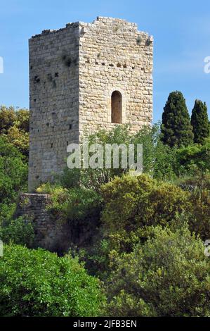 Frankreich, Var, die Dracenie, Dorf Chateaudouble, so genannte Saracen bossed Turm aus dem 11.. Jahrhundert Stockfoto