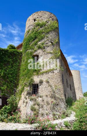 Frankreich, Var, die Dracenie, Dorf de Tourtour, beschriftet Les Plus Beaux Villages de France (die schönsten Dörfer Frankreichs), alte Burg namens Laval Burg aus dem 12.. Jahrhundert in eine Wohnung umgewandelt Stockfoto