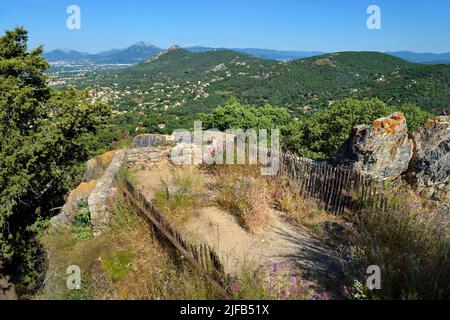 Frankreich, Var, Hyeres, Massif des Maurettes, Castéou Hill, Schloss Hyeres (11.. Jahrhundert) Stockfoto