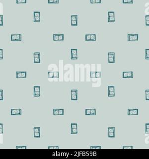 Fenster lehnen sich nach vorne graviert nahtloses Muster. Handgezeichnetes Glasfenster im Retro-Stil. Skizzenstruktur für Stoff, Tapete, Textil, Print, Titel Stock Vektor