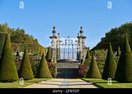 Frankreich, Calvados, Park und Schloss von Brécy (17. Jahrhundert), beschriftet bemerkenswerte Garten Stockfoto