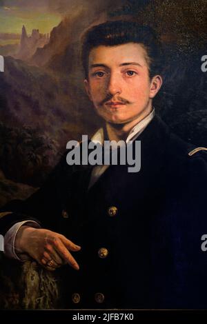 Frankreich, Charente-Maritime, Rochefort, Hèbre Museum, Porträt von Pierre Loti mit seinem echten Namen Julien Viaud in Fähnrich in Tahiti (von Marie Bon, 1875) Stockfoto