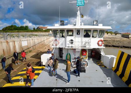 Frankreich, Charente-Maritime, Ile d'Aix (Insel Aix), an Bord des Shuttles, der mit dem Hafen von Pointe de la Fumée in Fouras verbindet Stockfoto