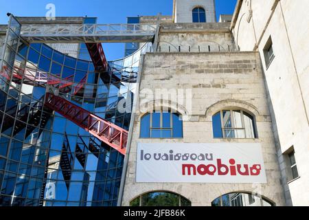 Frankreich, Charente, Angouleme, Cité internationale de la Bande dessinée et de l'image (CIBDI), das Moebius-Schiff, Gebäude des Architekten Roland Castro Stockfoto