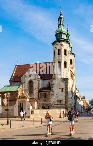 Polen, Kleinpolen, Krakau, Altstadt (Stare Miasto), die von der UNESCO zum Weltkulturerbe erklärt wurde, St. Andreas-Kirche aus dem 11.. Jahrhundert in der Grodzka-Straße Stockfoto