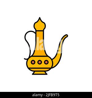 Arabisches Kaffeebecher Vektor-Symbol. Gefülltes Farbzeichen für mobiles Konzept und Webdesign. Ramadan Kareem Krug Glyphe-Symbol. Symbol, Logo-Illustration. Vektor g Stock Vektor