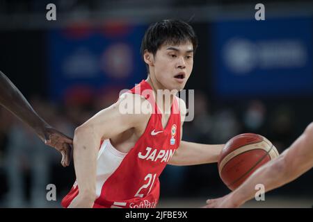 Melbourne, Australien. 01.. Juli 2022. Yuma Fujii vom japanischen Basketballteam in Aktion während des FIBA World Cup 2023 Qualifiers Group B Window 3-Spiels zwischen Australien und Japan in der John Cain Arena. (Endergebnis Australien 98:52 Japan) Credit: SOPA Images Limited/Alamy Live News Stockfoto