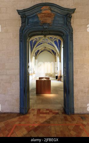 Frankreich, Vaucluse, Avignon, Place du Palais, Petit Palais Museum, Gewidmet mittelalterlicher Malerei und Skulptur, als historisches Monument gelistet, Raum Nr. 2, Kapelle des Petit Palais, Tür mit Wappen Stockfoto