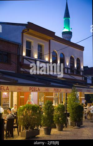 Nordmakedonien, Skopje, Alter Basar, Restaurant, Menschen, Nachtleben, Stockfoto