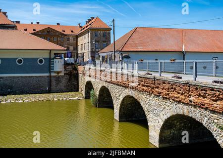 Holic, Slowakei - 18. Juni 2022 die Brücke zum Schloss in Holic in der Slowakei Stockfoto