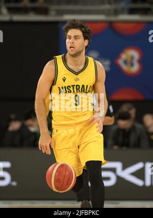 Melbourne, Australien. 01.. Juli 2022. Will McDowell White von der australischen Basketballmannschaft in Aktion während des FIBA World Cup 2023 Qualifiers Group B Window 3-Spiels zwischen Australien und Japan in der John Cain Arena. (Endnote Australien 98:52 Japan) (Foto: Luis Veniegra/SOPA Images/Sipa USA) Quelle: SIPA USA/Alamy Live News Stockfoto