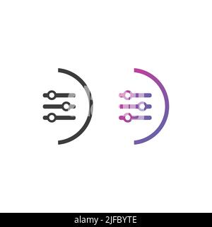 Einstellen der Symbolschaltfläche für Schieberegler in Vollton- und Verlaufsfarbe Stock Vektor