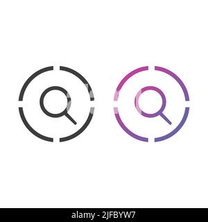 Schaltfläche „Suchen“ in Vollton- und Verlaufsfarbe Stock Vektor