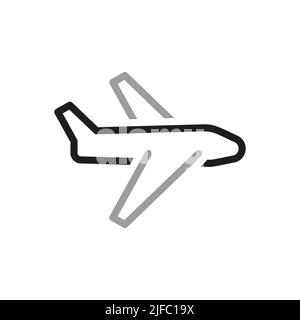 Einfache der öffentlichen Verkehrsmittel Verwandte Vektorlinien-Symbole. Symbolsammlung für öffentliche Verkehrsmittel. Enthält Symbole wie „Ebene“. Stock Vektor