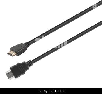 HDMI-Anschluss mit isoliertem Kabel auf weißem Hintergrund Stockfoto