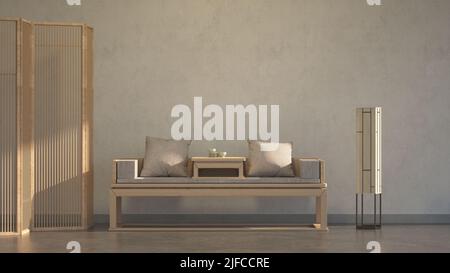 Ein minimalistisches Interieur eines asiatischen Korridors Stockfoto