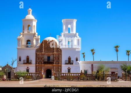 Spanische Stuckmission Xavier De Bac In Tucson, Arizona Stockfoto