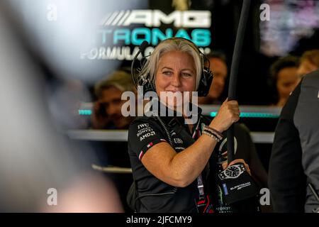 Silverstone, Großbritannien, 01.. Juli 2022, Angela Cullen nimmt an der 10. Runde der Formel-1-Meisterschaft 2022 Teil. Kredit: Michael Potts/Alamy Live Nachrichten Stockfoto