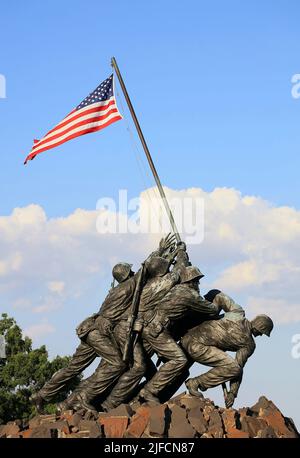 Iwo Jima Memorial at Sunset, Arlington, Virginia, USA. Stockfoto