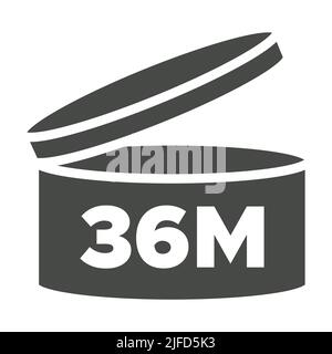 36m Pao-Vektorsymbol. Zeitraum nach dem Öffnen des Symbols. Kosmetik offen Monat Lebensdauer. Verfallsdatum kosmetischer Produkte. Stock Vektor
