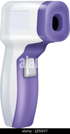 Berührungslose Infrarot-Thermometer realistische Zusammensetzung mit isoliertem Bild der modernen Thermometer-Pistole Vektordarstellung Stock Vektor