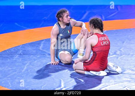 Rom, Italien. 01.. Juli 2022. Enttäuschung Aurora Russo (ITA) WW 57kg während der Europameisterschaft 2022 U20, Wrestling in Rom, Italien, Juli 01 2022 Quelle: Independent Photo Agency/Alamy Live News Stockfoto