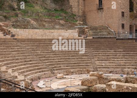 Bild eines antiken römischen Amphitheaters in Malaga, Spanien Stockfoto