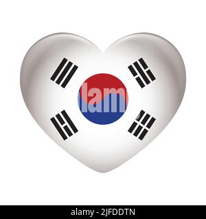 Symbol der südkoreanischen Flagge auf weißem Hintergrund isoliert. Südkoreaflagge. Flaggensymbol glänzend. Stock Vektor