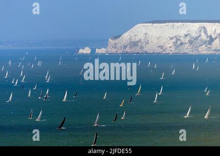 Round the Island Race, Yacht, Yachten, Cowes, Isle of Wight, England, Großbritannien, Großbritannien, Großbritannien, 2022, Stockfoto