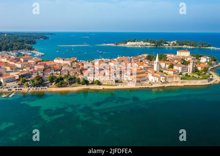Luftaufnahme der Stadt Porec, Istra, Kroatien Stockfoto
