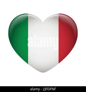 Symbol der italienischen Flagge auf weißem Hintergrund isoliert. Flagge Italiens. Flaggensymbol glänzend. Stock Vektor