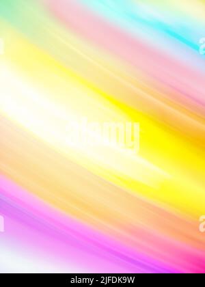 Psychedelische, mehrfarbige, holografische, unscharfe Neon-Flecken. Fließender Hintergrund mit Pastellverwacklungen in psychedelischer Farbgebung. Stockfoto