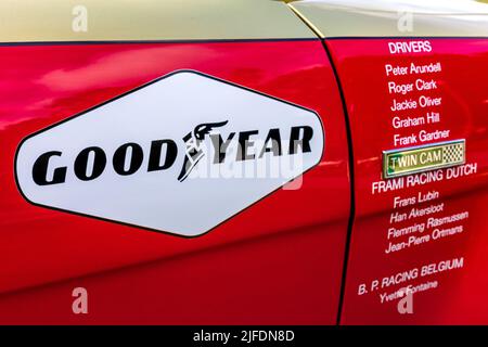 Alan Mann Racing Team - 1968 Ford Escort ‘XOO 346F’ auf dem Juni Scramble im Bicester Heritage Center am 19.. Juni 2022 ausgestellt Stockfoto