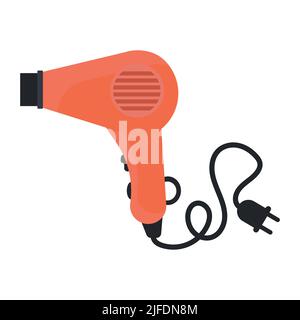Haartrockner Vektor Schönheit Symbol Illustration und Friseur Friseur Symbol. Mode isoliert weißen Salon Pflege Zeichen und Frau Werkzeug Gerät. Ausrüstung d Stock Vektor