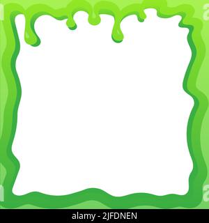Slime Frame Vektor Hintergrund Flüssigkeit Blob. Farbe tropfgrün Design isoliert weiß. Halloween Tropfen Spritzer und schmutzig chaotisch klebrigen Banner. Schleimige Form te Stock Vektor