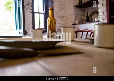 The Gardener's Bothy in Kylemore Abbey in Connemara, Irland. Stockfoto